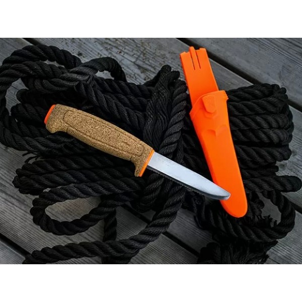 Нож Morakniv Floating Serrated Knife, нержавеющая сталь, пробковая ручка, оранжевый. 13131 XIAOMI