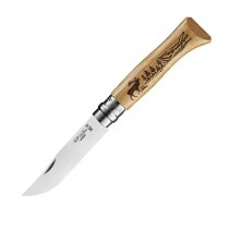 Нож Opinel №8, нержавеющая сталь, рукоять дуб, гравировка олень, 002332