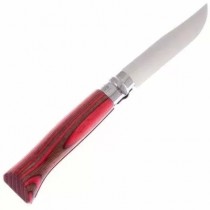 Нож Opinel №08, нержавеющая сталь, ручка из березы, красная ручка, 002390